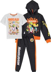 img 4 attached to Boys Squad Rugrats, Hey Arnold Graphic Hoodie, Top, and Jogger Pants 3-Piece Outfit Set by Nickelodeon