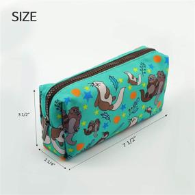 img 3 attached to 🦦 Otters Canvas Pen Case: Adorable Stationary Organizer & Makeup Pouch with Gadget Box