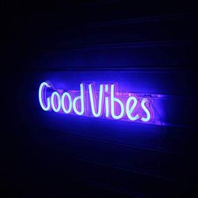 img 2 attached to 🌈 Good Vibes Neon Signs: Bedroom Decor Light Lamp for Room, Bar, Pub, Hotel, Party, Restaurant, Recreational Game Room Wall Art Decoration (19.6''×4.9'')