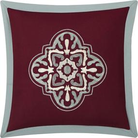 img 1 attached to 🌺 Chic Home BCS06738-AN Emily 20 Piece King Comforter Set: Color Block Floral Embroidered Bag Bedding in Burgundy - Luxurious and Stylish