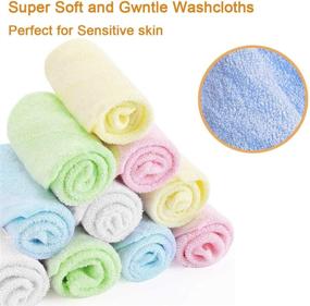 img 2 attached to 🧼 Soft and Absorbent Multicolor Small Bamboo Washcloths - 10 Pack for Newborn Baby Bath, Hand Towel, and Face Cloths - Perfect for Bathroom, Kitchen, and More!