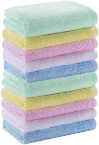 img 4 attached to 🧼 Soft and Absorbent Multicolor Small Bamboo Washcloths - 10 Pack for Newborn Baby Bath, Hand Towel, and Face Cloths - Perfect for Bathroom, Kitchen, and More!