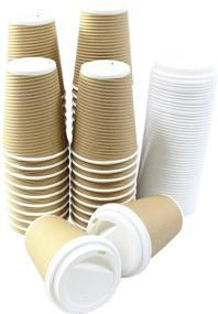 img 4 attached to ☕ Premium Brown Disposable Insulated Ripple Hot Coffee Paper Cup with Cappuccino Lids - 12oz, Pack of 50