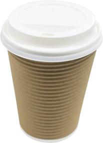 img 3 attached to ☕ Premium Brown Disposable Insulated Ripple Hot Coffee Paper Cup with Cappuccino Lids - 12oz, Pack of 50