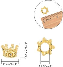 img 3 attached to NBEADS 10 Pcs Golden Crown Beads: Sparkling Cubic Zirconia Pave, 11x7mm, for DIY Jewelry Making