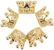 nbeads 10 pcs golden crown beads: sparkling cubic zirconia pave, 11x7mm, for diy jewelry making logo