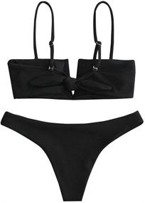 img 2 attached to 👙 ZAFUL Swimwear V Wired Textured Swimsuits - Women's Clothing