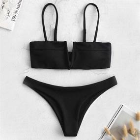 img 1 attached to 👙 ZAFUL Swimwear V Wired Textured Swimsuits - Women's Clothing