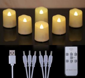 img 4 attached to 🕯️ OWLBAY 6 PCS 1.8”H Flameless Votive Candles with Remote and Charging Cable, Rechargeable LED Tealight Candles, Long-lasting & Sturdy Tea Light, Perfect for Pumpkin/Bar/Party Decor - Battery Operated