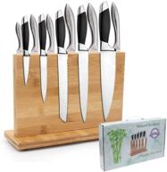 natural bamboo magnetic knife block - strong magnets, double sided cutlery display stand and storage rack - ideal gift with gift box logo