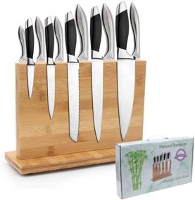 img 4 attached to Natural Bamboo Magnetic Knife Block - Strong Magnets, Double Sided Cutlery Display Stand and Storage Rack - Ideal Gift with Gift Box