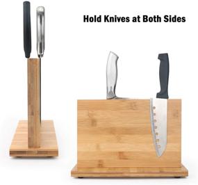 img 3 attached to Natural Bamboo Magnetic Knife Block - Strong Magnets, Double Sided Cutlery Display Stand and Storage Rack - Ideal Gift with Gift Box