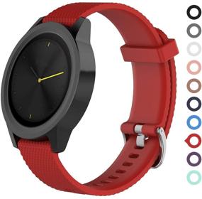 img 4 attached to 🔴 Red Solf Silicone Replacement Band for Garmin Vivomove HR Premium Sport Watch - Meifox Compatible, Premium Small