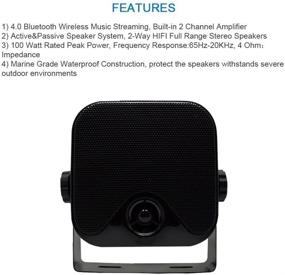 img 2 attached to 🔊 4 Inches Heavy Duty Waterproof Boat Marine Box Bluetooth Outdoor Speakers: Perfect for Camper, Skid Steer, ATV, UTV, RZR, Golf Cart, or Tractor!
