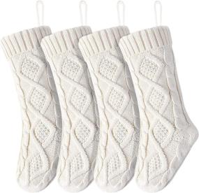 img 4 attached to 4-Pack Knitted Ivory White 18 Inch Christmas Stocking Ornaments - BABYLAB Stocking Stuffers for Women, Men, Kids - Xmas Tree Decorations - Indoor Holiday Family Party Gifts