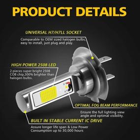 img 3 attached to 🚘 AUXLIGHT H7 H7LL LED Fog Light Bulbs 6000K Xenon White - Super Bright COB Chips for Cars, Trucks (Pack of 2)