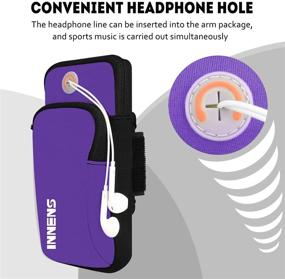 img 3 attached to Running Armband for iPhone 13 11 Pro 11 XS XR 8, Galaxy S20 S10 S9 - Innens Sports Phone Holder with Adjustable Band, Earphone Jack, Perfect for Hiking, Biking, Walking - 6.1inch Purple