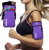 running armband for iphone 13 11 pro 11 xs xr 8, galaxy s20 s10 s9 - innens sports phone holder with adjustable band, earphone jack, perfect for hiking, biking, walking - 6.1inch purple logo