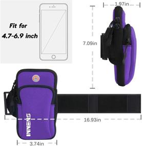 img 2 attached to Running Armband for iPhone 13 11 Pro 11 XS XR 8, Galaxy S20 S10 S9 - Innens Sports Phone Holder with Adjustable Band, Earphone Jack, Perfect for Hiking, Biking, Walking - 6.1inch Purple