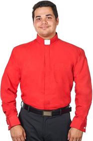 img 1 attached to Mens Collar Clergy Shirt Sleeves Men's Clothing for Shirts