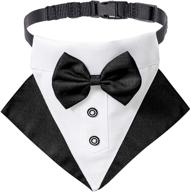 🐶 black dog tuxedo wedding bandana collar with bow tie - formal and adjustable collar for small, medium, and large dogs logo