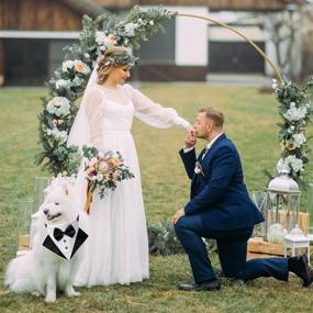 img 2 attached to 🐶 Black Dog Tuxedo Wedding Bandana Collar with Bow Tie - Formal and Adjustable Collar for Small, Medium, and Large Dogs