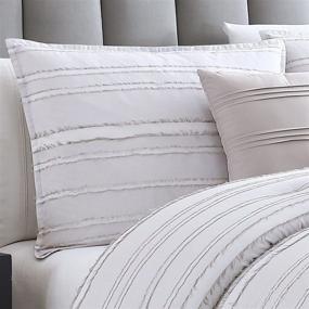 img 2 attached to 🛏️ Elite Collection Comforter Set in Boston-White/Gray, King Size - 6 Piece by Riverbrook Home