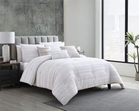 img 3 attached to 🛏️ Elite Collection Comforter Set in Boston-White/Gray, King Size - 6 Piece by Riverbrook Home