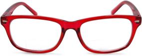 img 3 attached to 👓 Classic Retro Bifocal Reading Glasses - In Style Eyes Seymore, Clear Red (+2.5x)