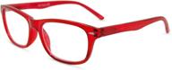 👓 classic retro bifocal reading glasses - in style eyes seymore, clear red (+2.5x) logo