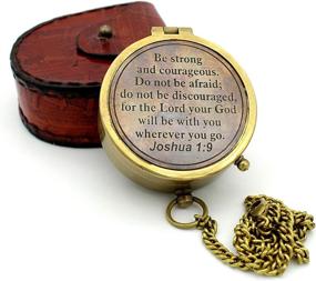 img 2 attached to 🧭 Be Strong and Courageous Engraved Compass - Joshua 1:9 Scripture Engraved Gifts for Confirmation, Baptism, Missionary, Birthdays, and More by 5MOONSUN5