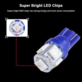 img 1 attached to cciyu T10 Blue LED Bulb (Pack of 10) for Instrument Panel Cluster Dash Lights with Twist Lock Socket - PC194 5-5050-SMD