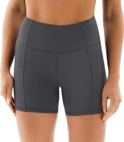 img 2 attached to Stay Comfy and Stylish with PERSIT Women's High Waist Workout Yoga Shorts: Side & Inner Pockets, Tummy Control, Non See-Through Fabric
