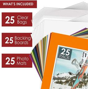 img 2 attached to 📸 Mat Board Center: 11x14 Picture Mat Sets for 8x10 Photos. Pack of 25 White Core Bevel Pre-Cut Mat and Backing Board with Clear Bags Included (Mix)