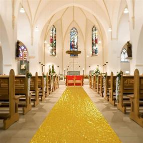 img 4 attached to 🎉 Gold Sequin Aisle Runner for Wedding - 4ft x 20ft Long Runner Rug for Wedding Ceremony, Door, or Hallway