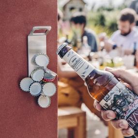 img 2 attached to Höfats - Johnny Catch Magnet Beer Bottle Opener - Holds up to 20 Bottle Caps - Wall Mounted with Magnetic Cap Catcher - Stainless Steel Bottle Opener - Ideal Gift for Fridge, Wall, Bar, Outdoor Grill