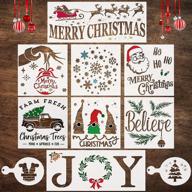 🎅 complete christmas stencil set for wood signs, canvas, windows, cookies, art & crafts - includes large reusable stencils for believe, snowflakes & joy logo