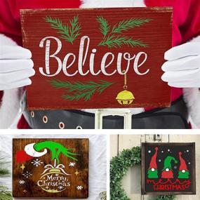 img 2 attached to 🎅 Complete Christmas Stencil Set for Wood Signs, Canvas, Windows, Cookies, Art & Crafts - Includes Large Reusable Stencils for Believe, Snowflakes & Joy