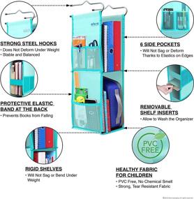 img 1 attached to 🌊 Ocean Turquoise Hanging Locker Organizer for School, Gym, Work, and Storage by Abra Company - Upgraded Eco-Friendly Fabric Ideal for Children's Health