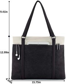 img 3 attached to Wxnow Women's Canvas Laptop Tote Bag Handbag Purse Shoulder Bag