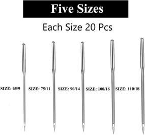 img 2 attached to 🪡 Premium 100 Count Sewing Machine Needles Universal Regular Point by Singer, Brother, Janome - Sizes HAX1 65/9 to 110/18