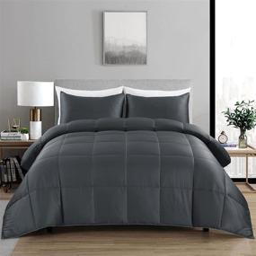 img 3 attached to 🌬️ HOMBYS Cooling Bamboo Comforter Set: All-Season Lightweight Queen Size Comforter for Hot Sleepers - 100% Bamboo Viscose Shell, Grey