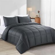 🌬️ hombys cooling bamboo comforter set: all-season lightweight queen size comforter for hot sleepers - 100% bamboo viscose shell, grey logo