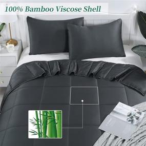 img 1 attached to 🌬️ HOMBYS Cooling Bamboo Comforter Set: All-Season Lightweight Queen Size Comforter for Hot Sleepers - 100% Bamboo Viscose Shell, Grey