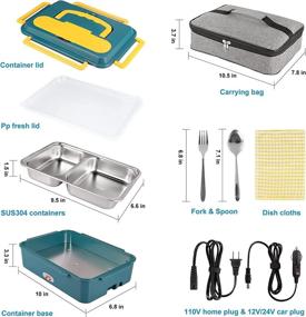 img 1 attached to Mataidee Electric Lunch Box: Portable Heated Lunch Box for Work and On-the-Go, Stainless Steel Container for Cooking Food in Car and Home