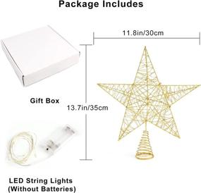 img 3 attached to 🌟 CCINEE 10 Inch Glittered Christmas Tree Topper with Lights - Golden Treetop Star for Xmas Tree Decorations, Home Holiday Party or Indoor Decor