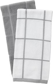 img 4 attached to T-Fal Textiles 2-Pack Solid & Check Parquet 100% Cotton Kitchen Dish Towel, Gray Solid/Check Design