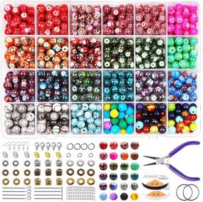 img 4 attached to 📿 Vibrant Acrylic Patterns Round Loose Beads for Jewelry Making Kit: FEEIN 18 Colors Chakra Beads Lava Beads Jewelry Making Supplies for DIY Bracelet Earring and Necklace Projects - Perfect for Adults