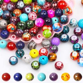 img 1 attached to 📿 Vibrant Acrylic Patterns Round Loose Beads for Jewelry Making Kit: FEEIN 18 Colors Chakra Beads Lava Beads Jewelry Making Supplies for DIY Bracelet Earring and Necklace Projects - Perfect for Adults