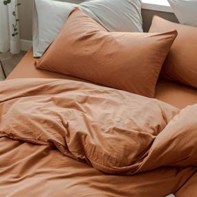 img 1 attached to 🎃 Luxurious Pumpkin-Colored Knit Cotton Duvet Cover Set for Queen Size Beds - Soft & Cozy 3 Piece Bedding Set Including 1 Duvet Cover and 2 Pillowcases - Full Duvet Cover Set Included